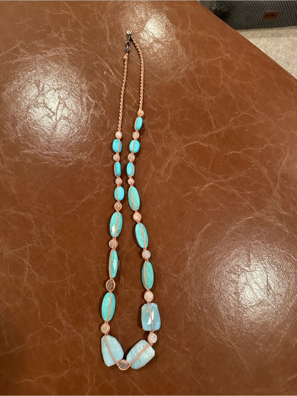 Chan Luu Turquoise Bead Strand Necklace with Neutral Accents